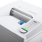 ideal. 3104 cross-cut paper shredder P-5 security level designed for 8-10 users shreds 14-17 sheets at a time